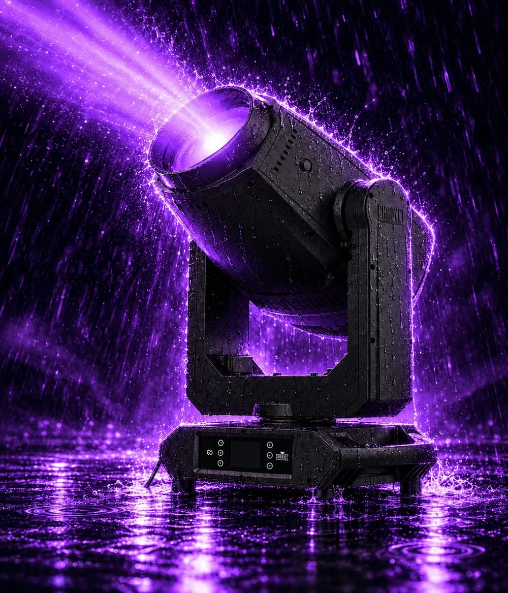 Maverick Storm 1 Flex yağmur altında, soldan görünüm, mor ışık